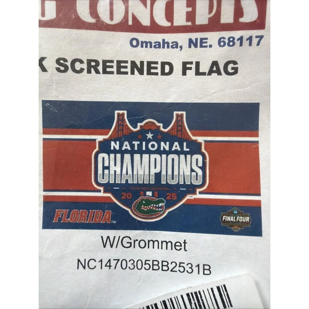 Florida UF Gators 2025 Basketball National Champions 2'x3' Flag NWT